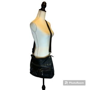 Fossil Vintage Sutter Black Leather Crossbody with Adjustable Strap